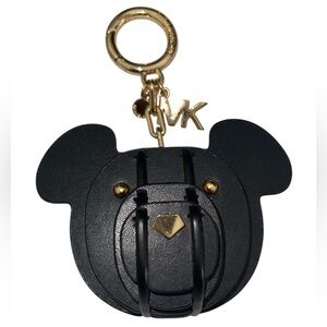 MICHAEL KORS BLACK LEATHER BEAR BAG CHARM
